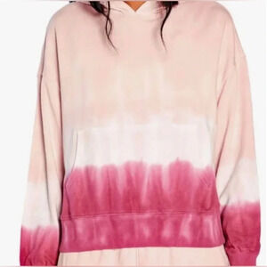 Wildfox Women’s French Terry Pink Tie Dye Ombre Hoodie size Medium